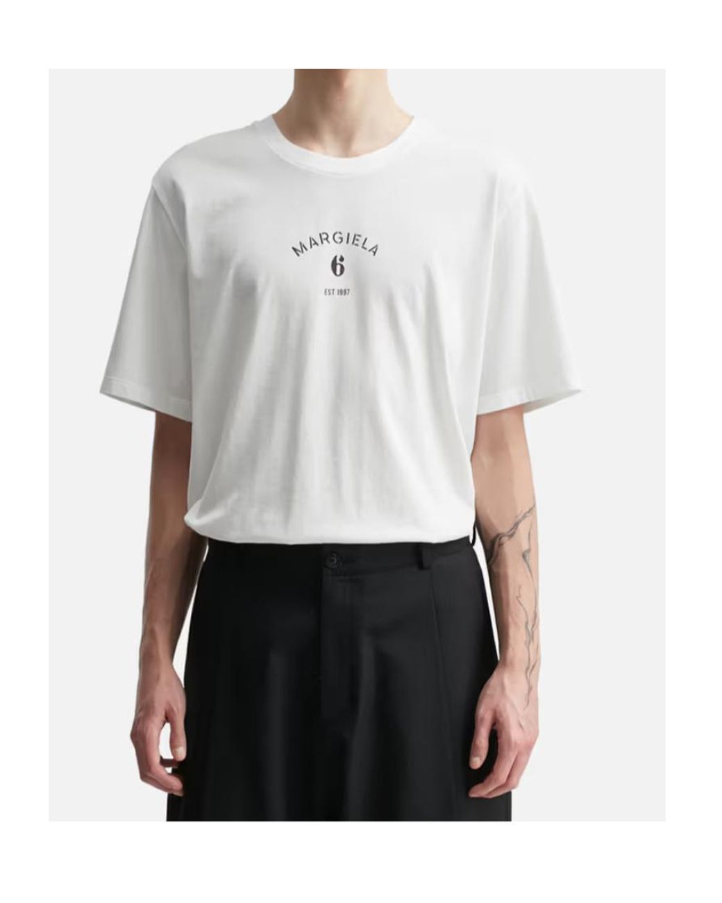 MM6 by Maison Margiela White Logo Printed Crewneck T-Shirt for men