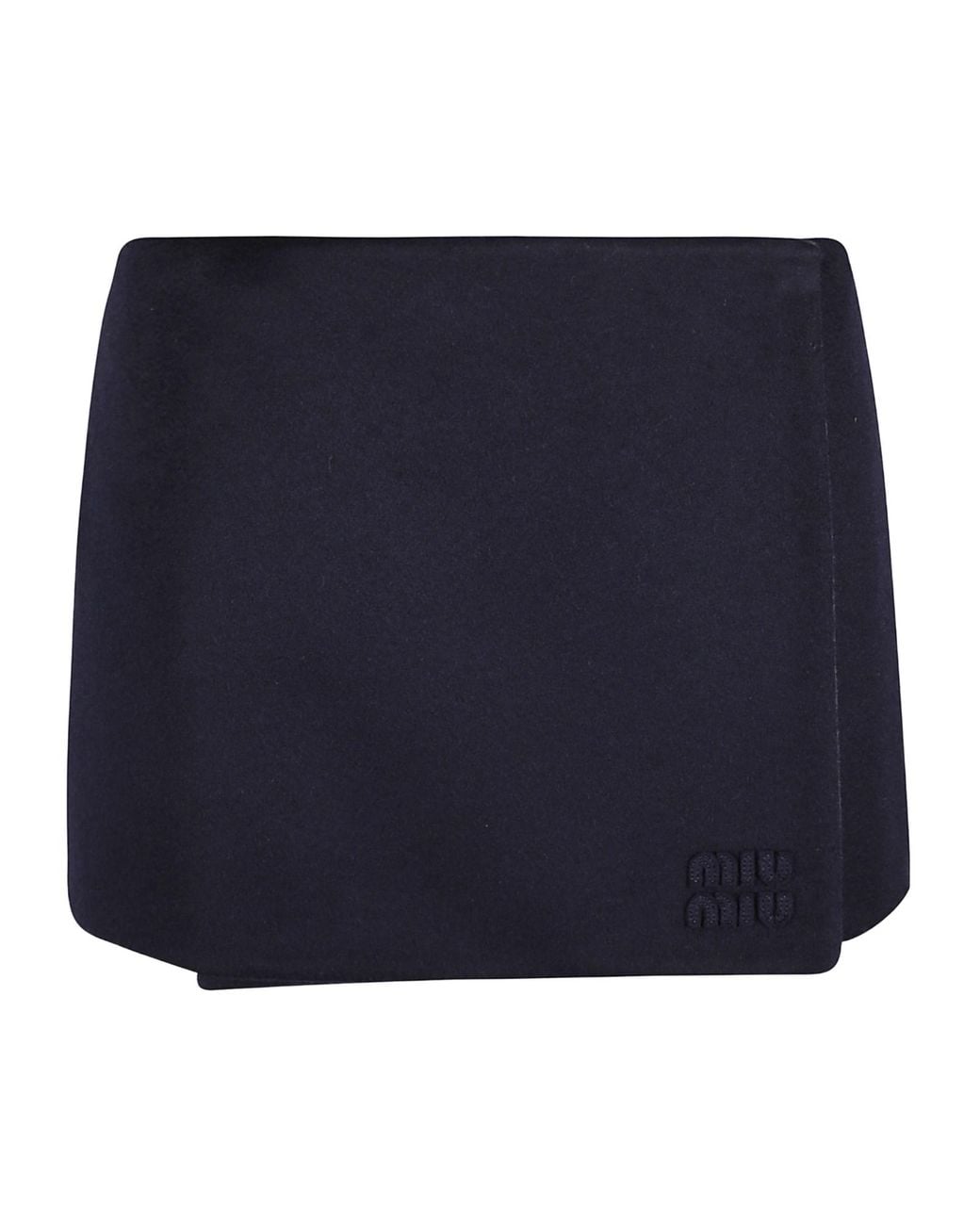 Miu Miu Blue Flannel Logo Mini Skirt
