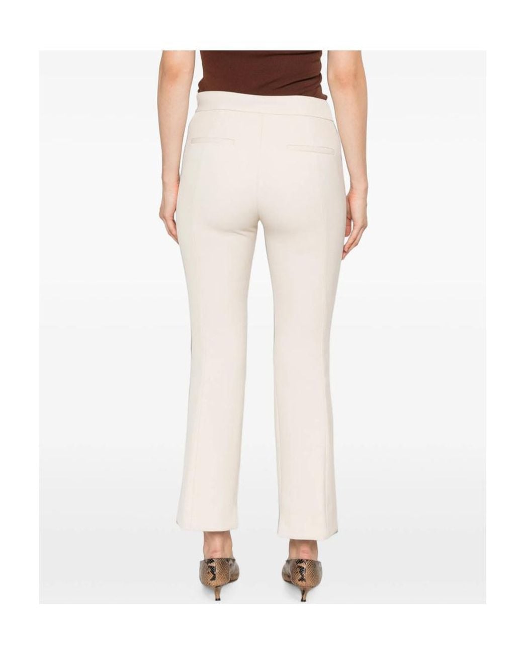 Peserico Natural Seam-Detail Slit-Hem Trousers