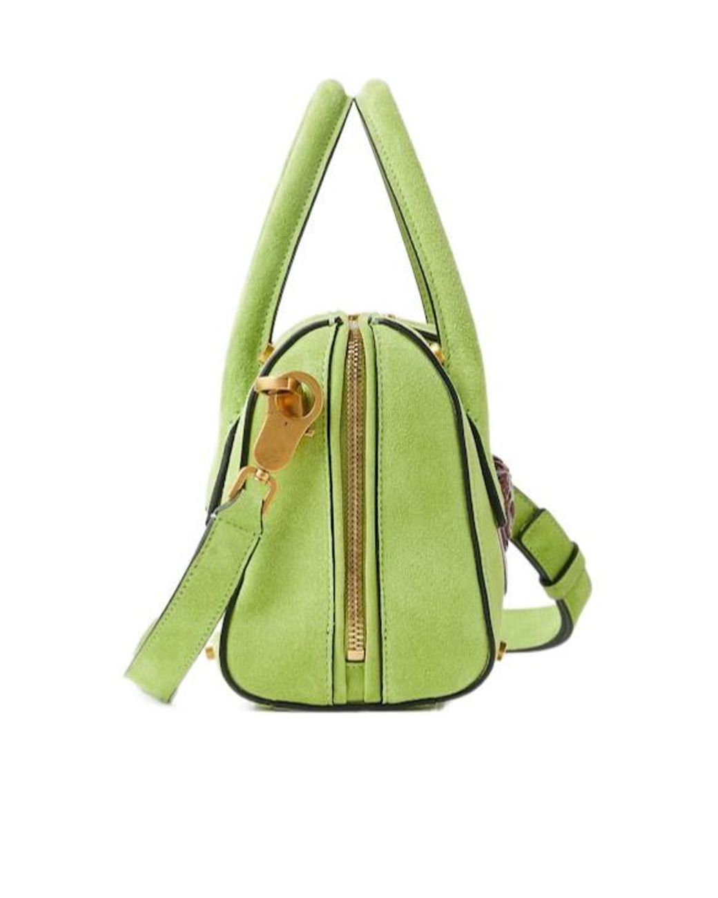 Versace Green Small Medusa Head Suede Tote Bag