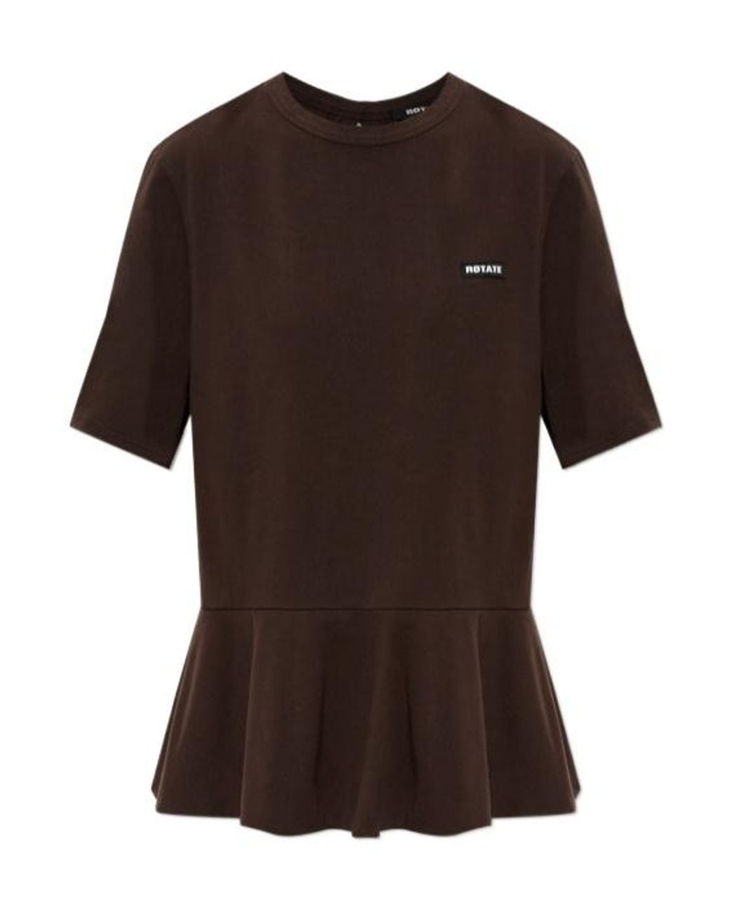 ROTATE BIRGER CHRISTENSEN Brown Peplum T-Shirt