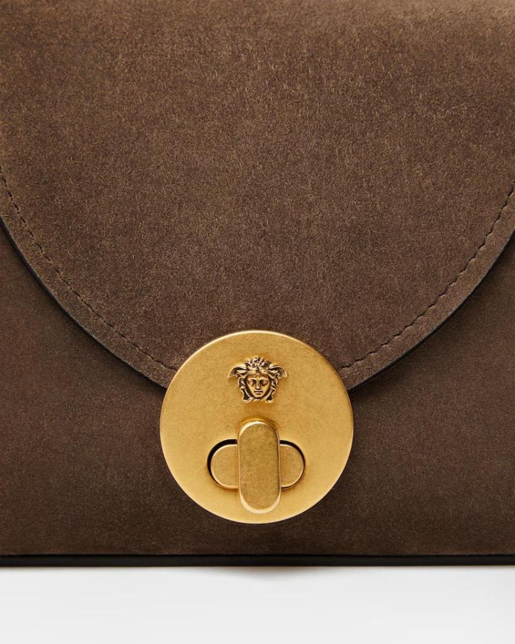 Versace Brown Studded Chain Shoulder Bag