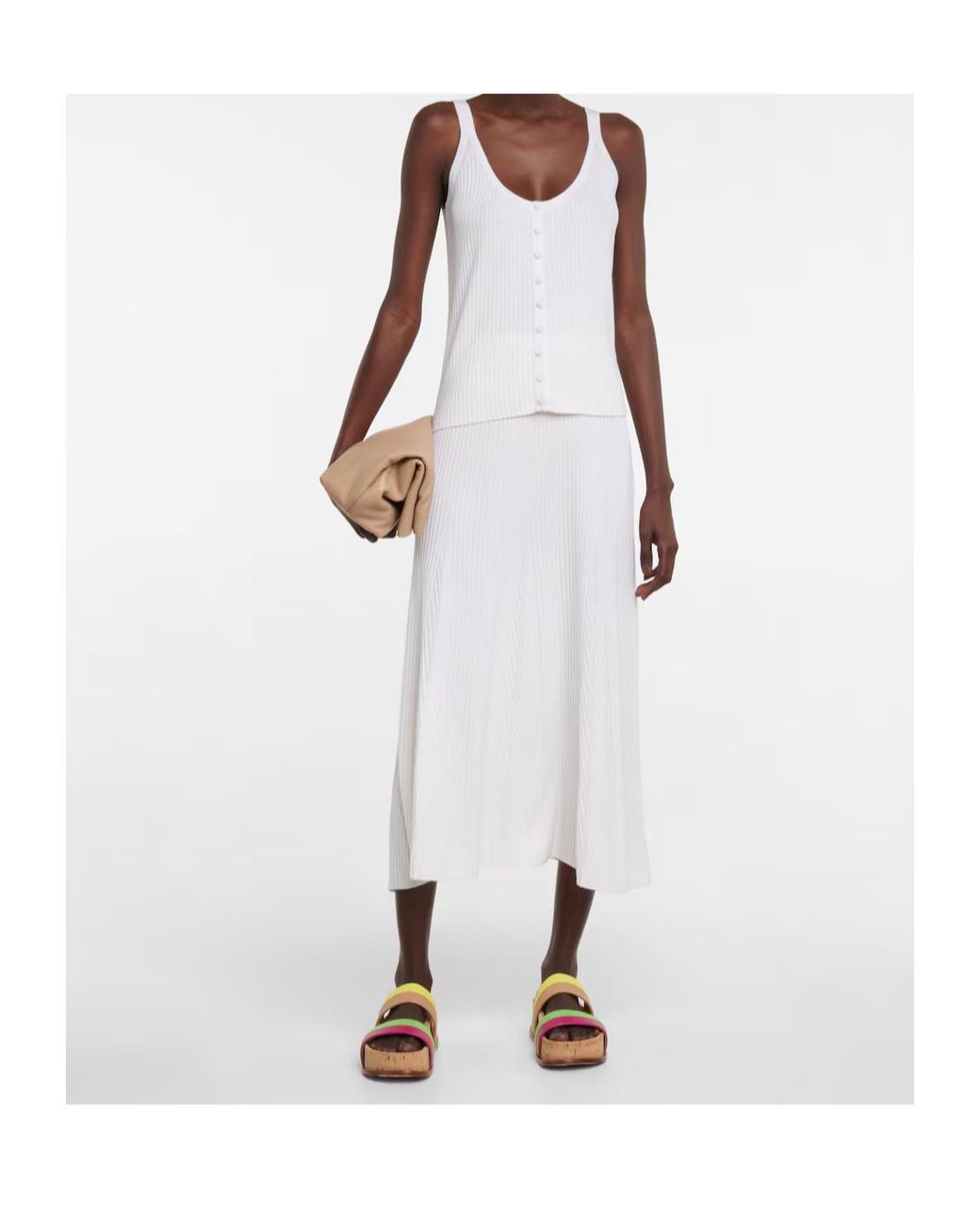 Gabriela Hearst White Meda Silk And Cashmere Midi Skirt
