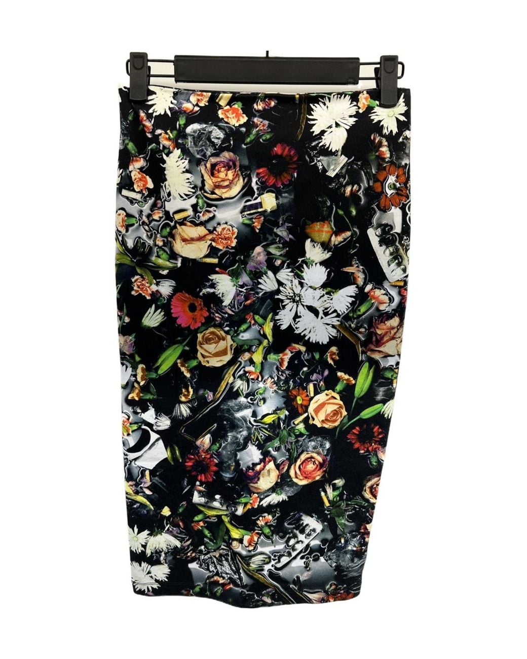 McQ Alexander McQueen Black Floral Print Skirt