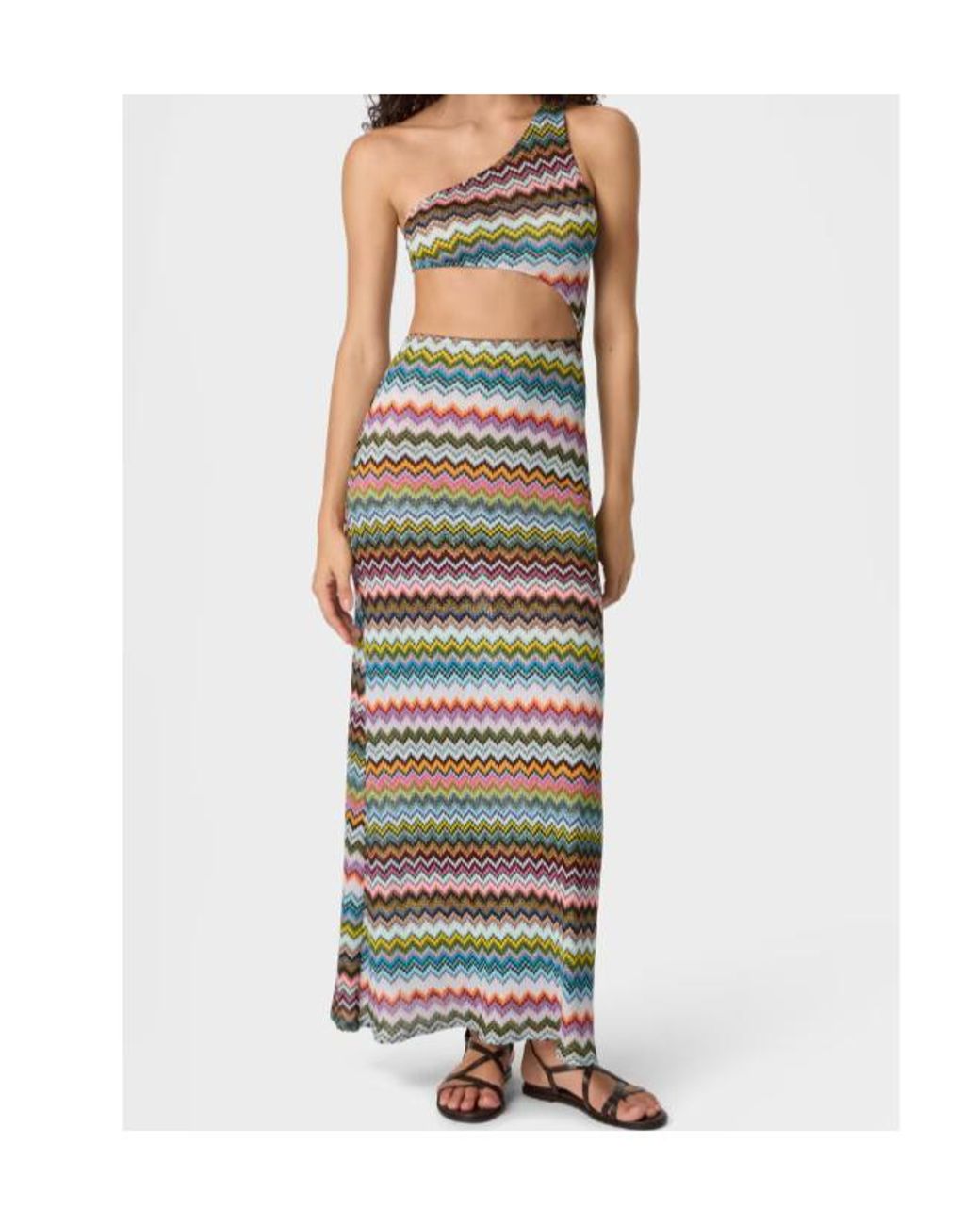 Missoni White One-Shoulder Pixel-Effect Zigzag Swimwear Cover-Up