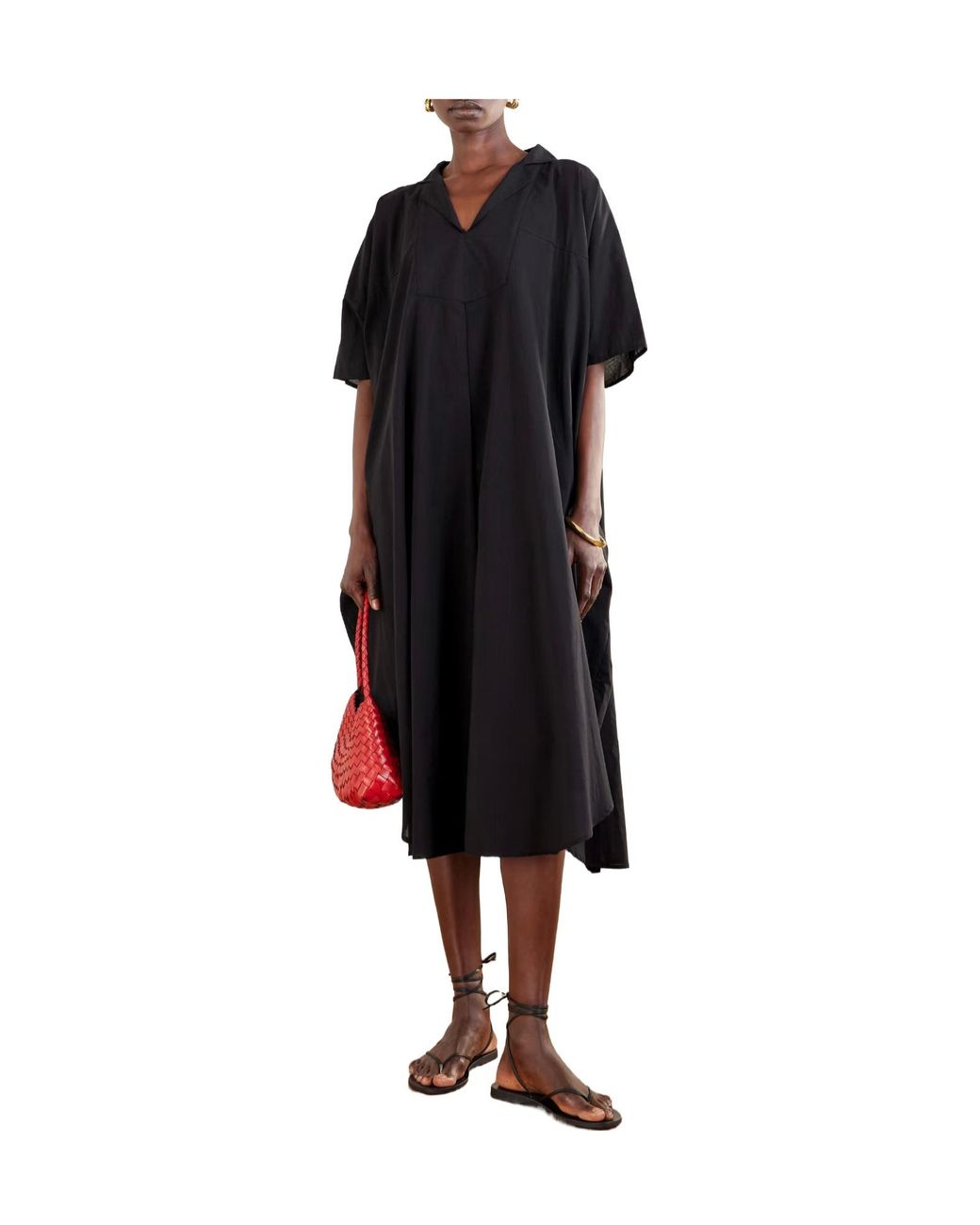 Lisa Marie Fernandez Black Lightweight Cotton Paneled Dress