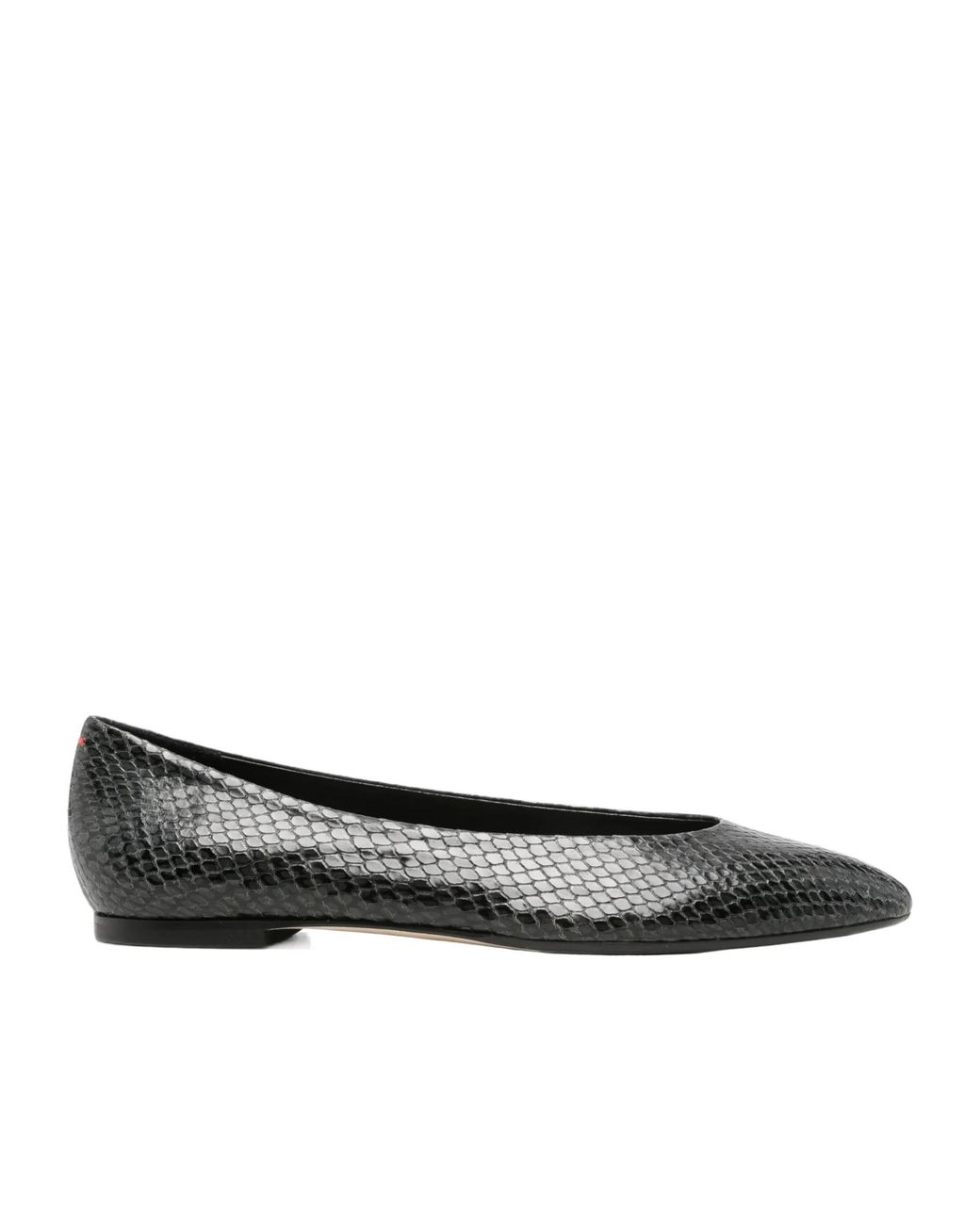 Aeyde Black Snake-Effect Leather Ballet Flats