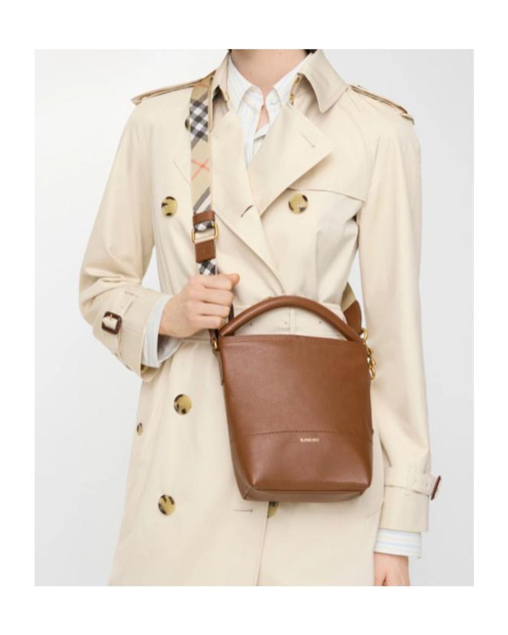Burberry Brown Mini B Clip Bucket Bag