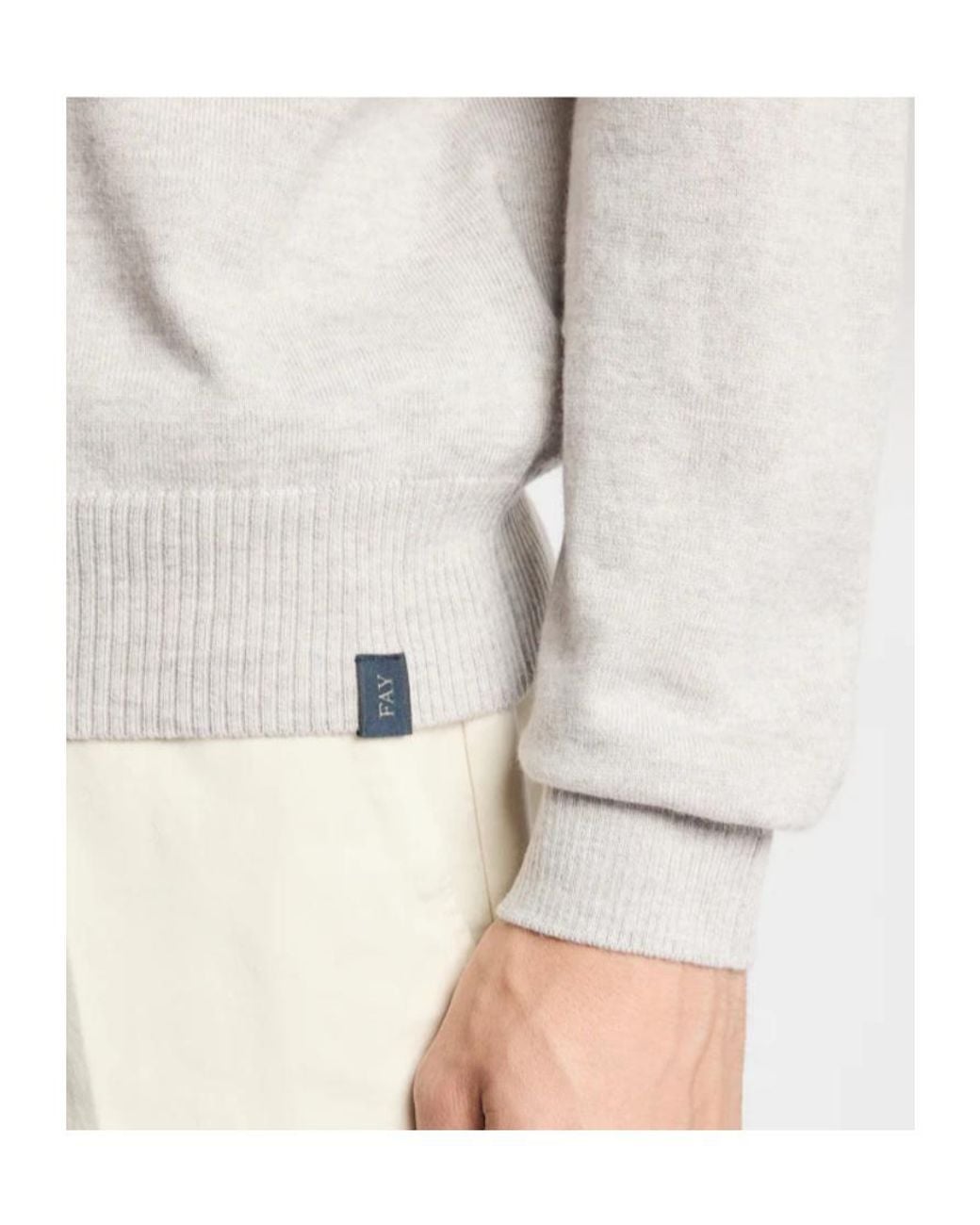 Fay White Ribbed Turtleneck Knitted Sweater for men