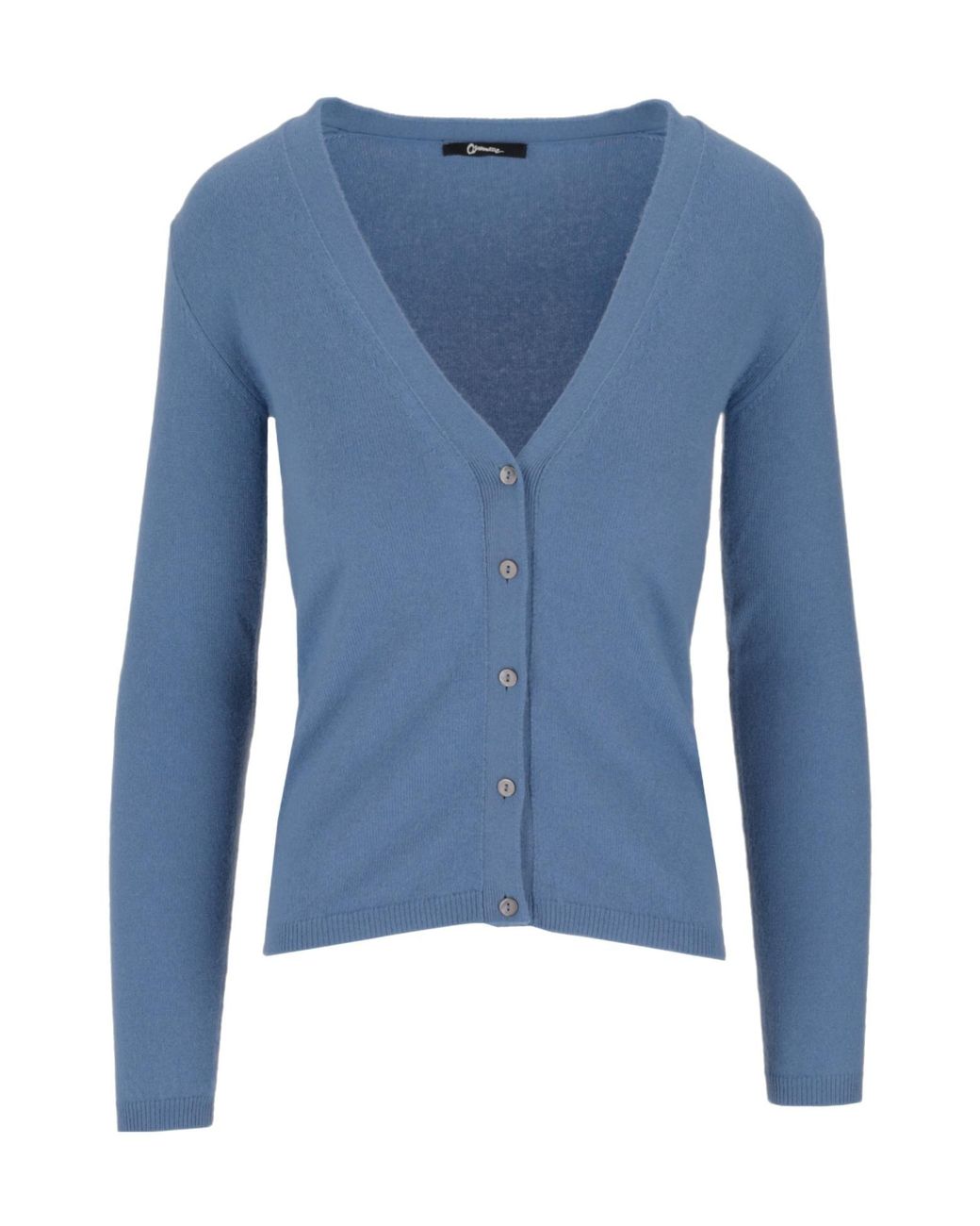 Lela Rose Blue Cropped V-Neck Cardigan