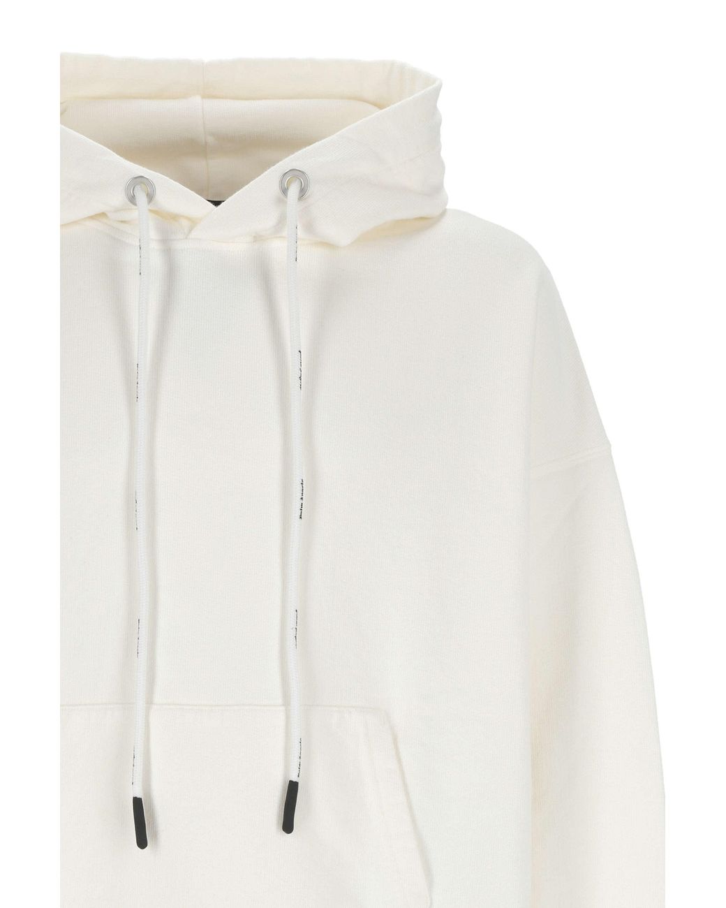 Palm Angels White Logo-Detailed Drawstring Hoodie for men