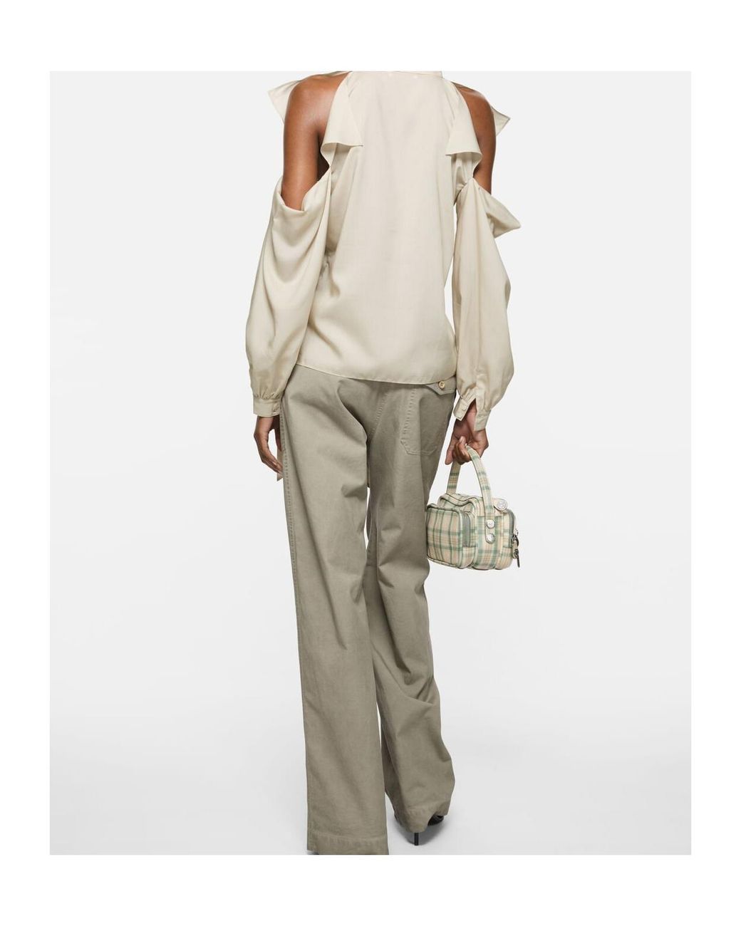 Acne White Cut-Out Blouse With Bow