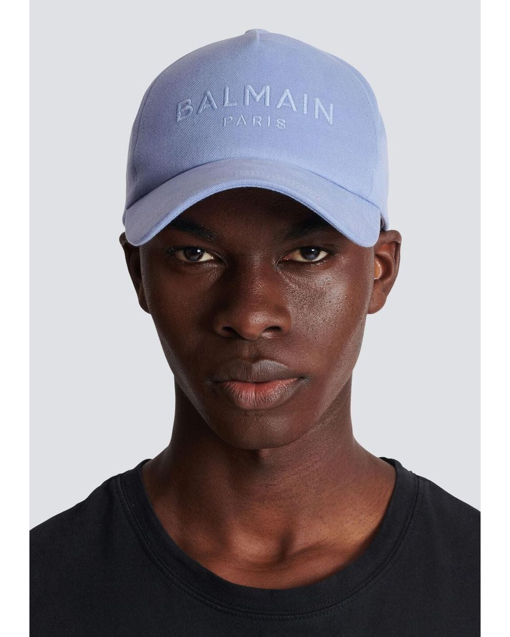 Balmain Blue Logo Embroidered Curved-Peak Baseball Cap for men