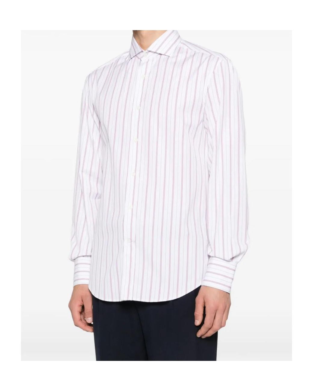 Brunello Cucinelli White Striped Shirt for men