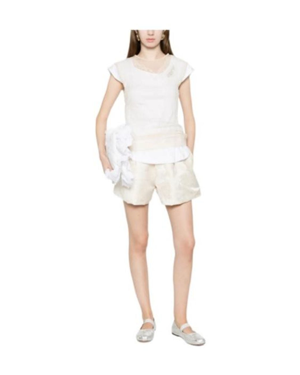 Simone Rocha White Layered Lace-Trim T-Shirt