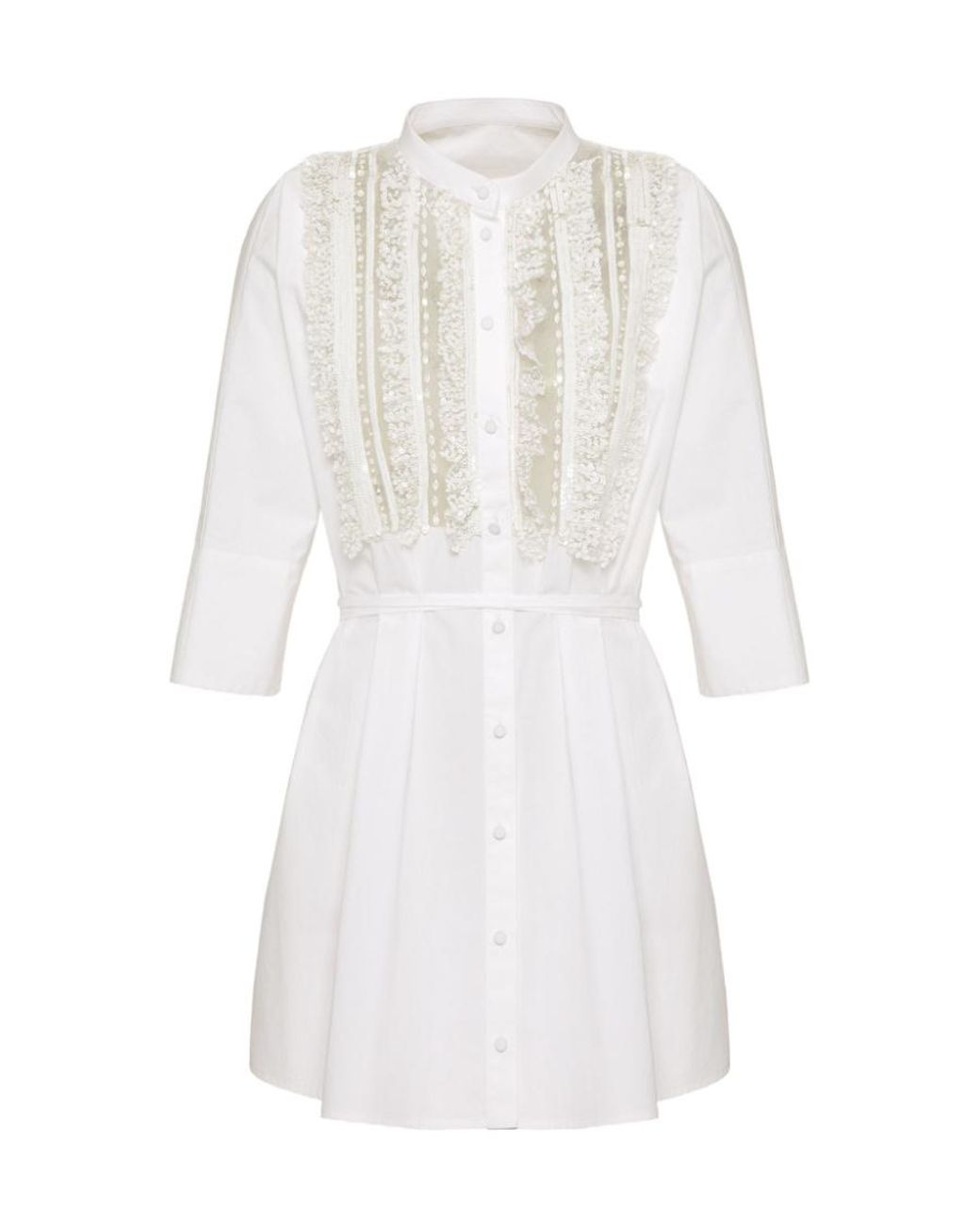Valentino White Embroidered Cotton Popeline Dress