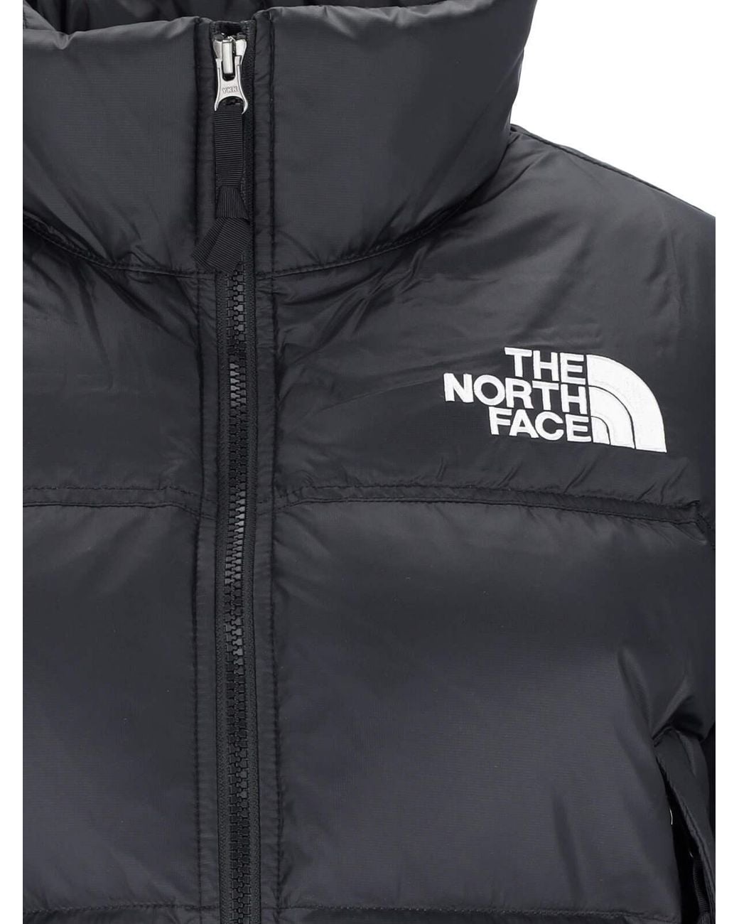 The North Face Blue Nuptse Cropped Padded Jacket