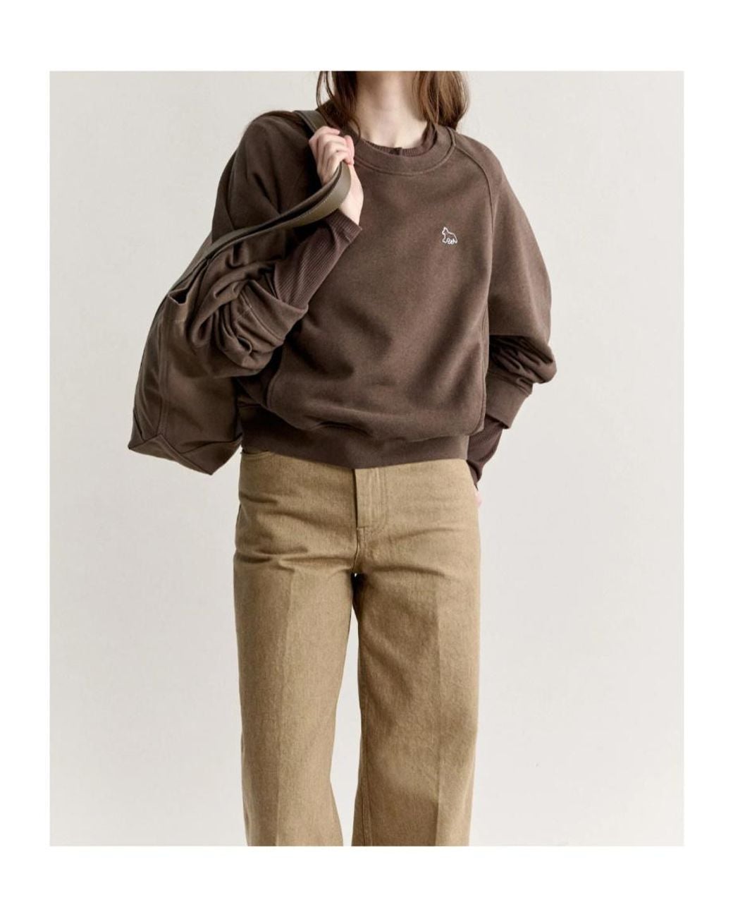 Maison Kitsuné Brown Maison Kitsuné Baby Fox Open-Pocket Sweatshirt