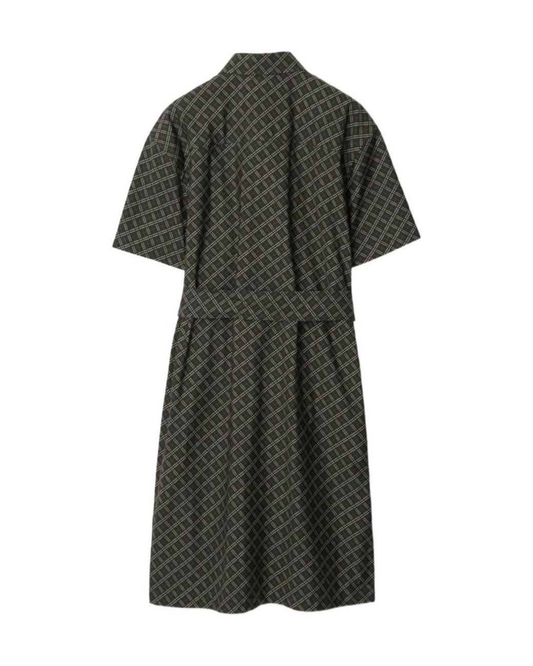 Burberry Black Check-Pattern Cotton Shirt Dress