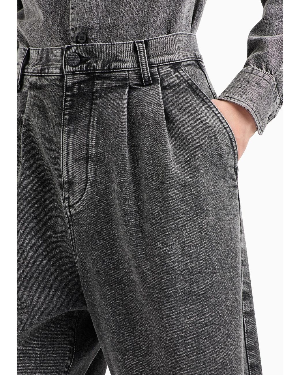 Emporio Armani Gray Pleated Jeans for men
