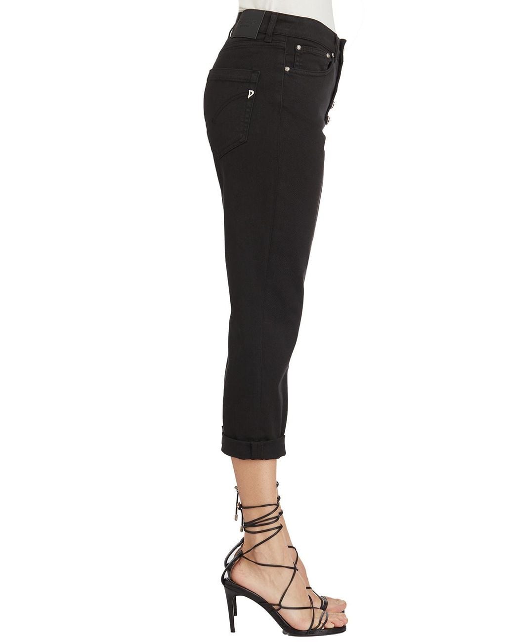 Dondup Black Jeans With Jeweled Button Detail