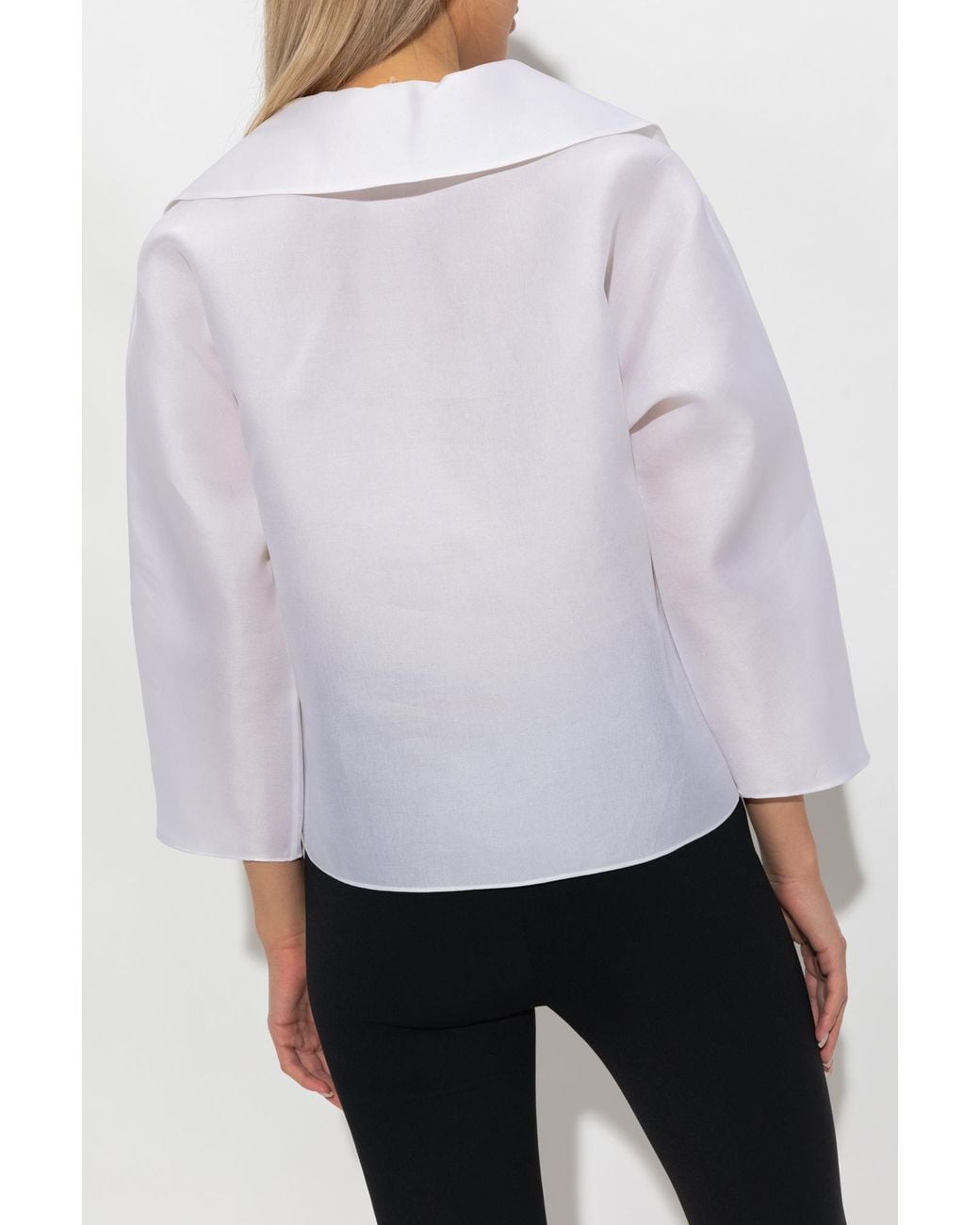 Tory Burch White V-Neck Long Sleeved Blouse