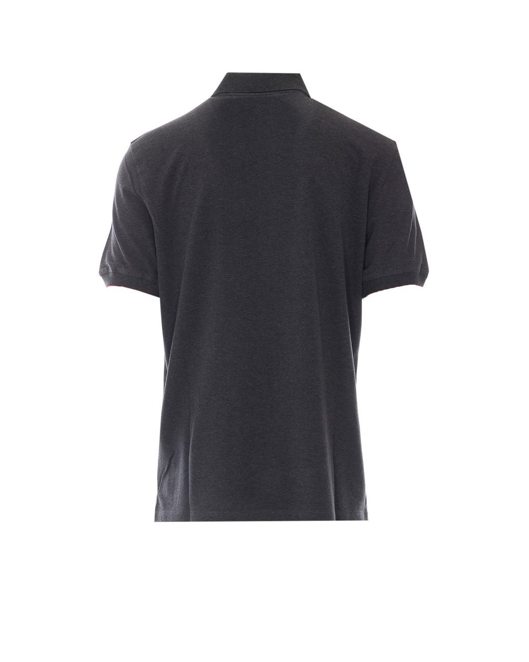 Brunello Cucinelli Black Logo Detailed Short-Sleeved Polo Shirt for men