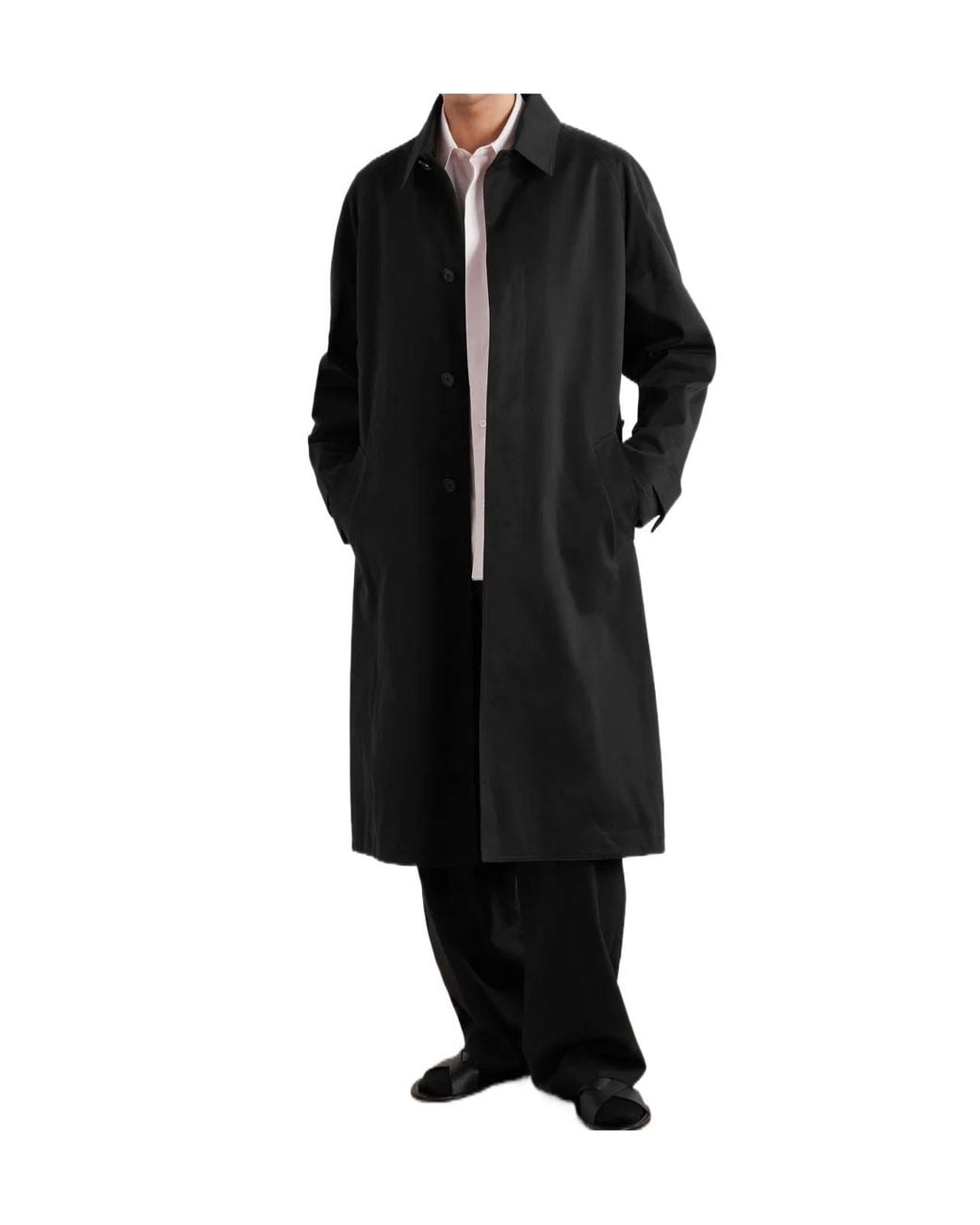 The Row Black Long Cotton Trench Coat for men