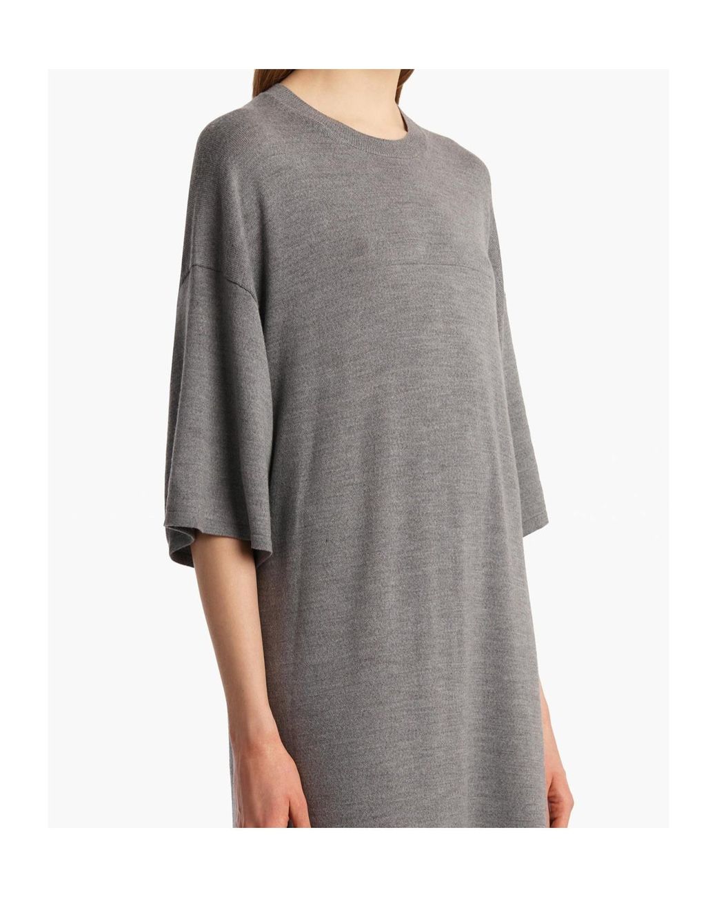 Khaite Gray Short-Sleeves Midi Dress