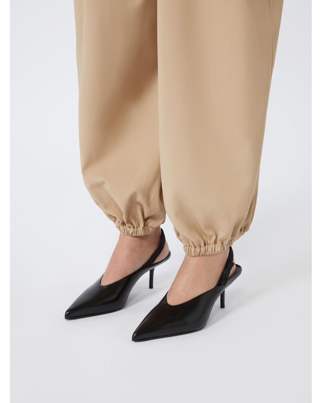 Max Mara Black Leather Slingback Mules With Bow