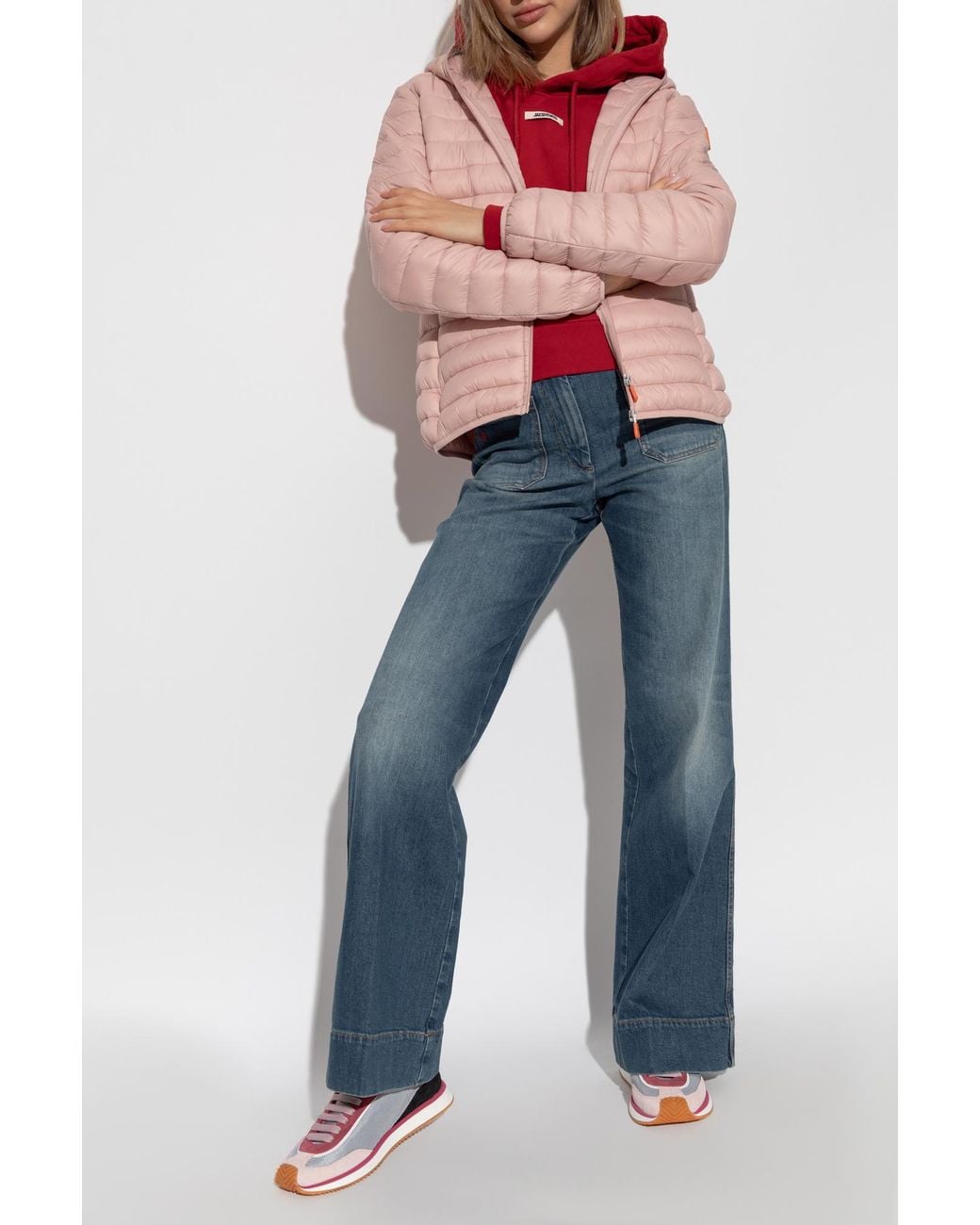 Save The Duck Pink Daisy Quilted Hooded Jacket