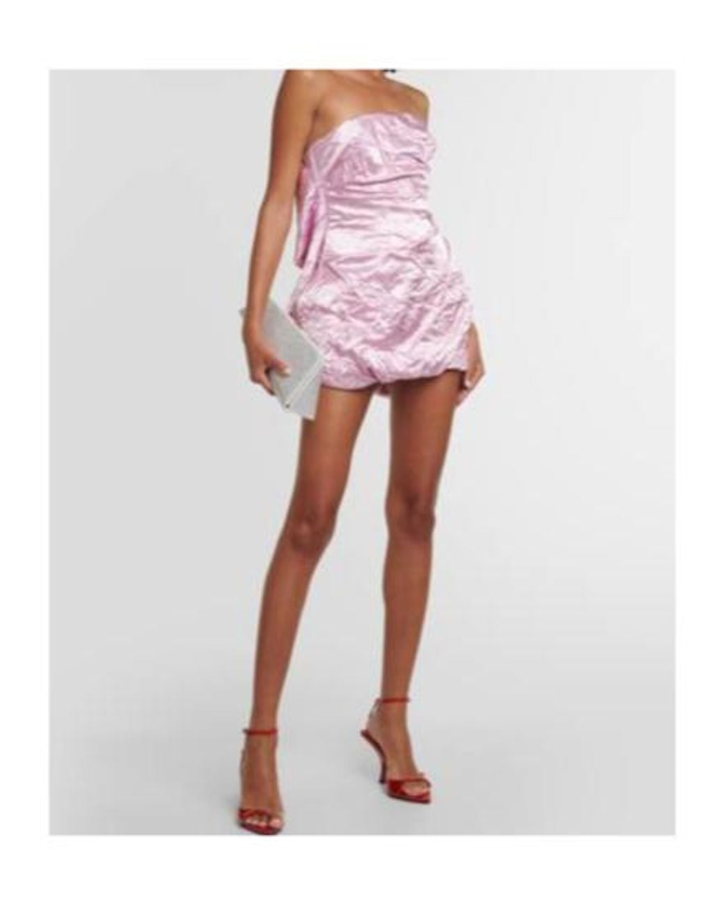 The Attico Pink Strapless Satin Minidress