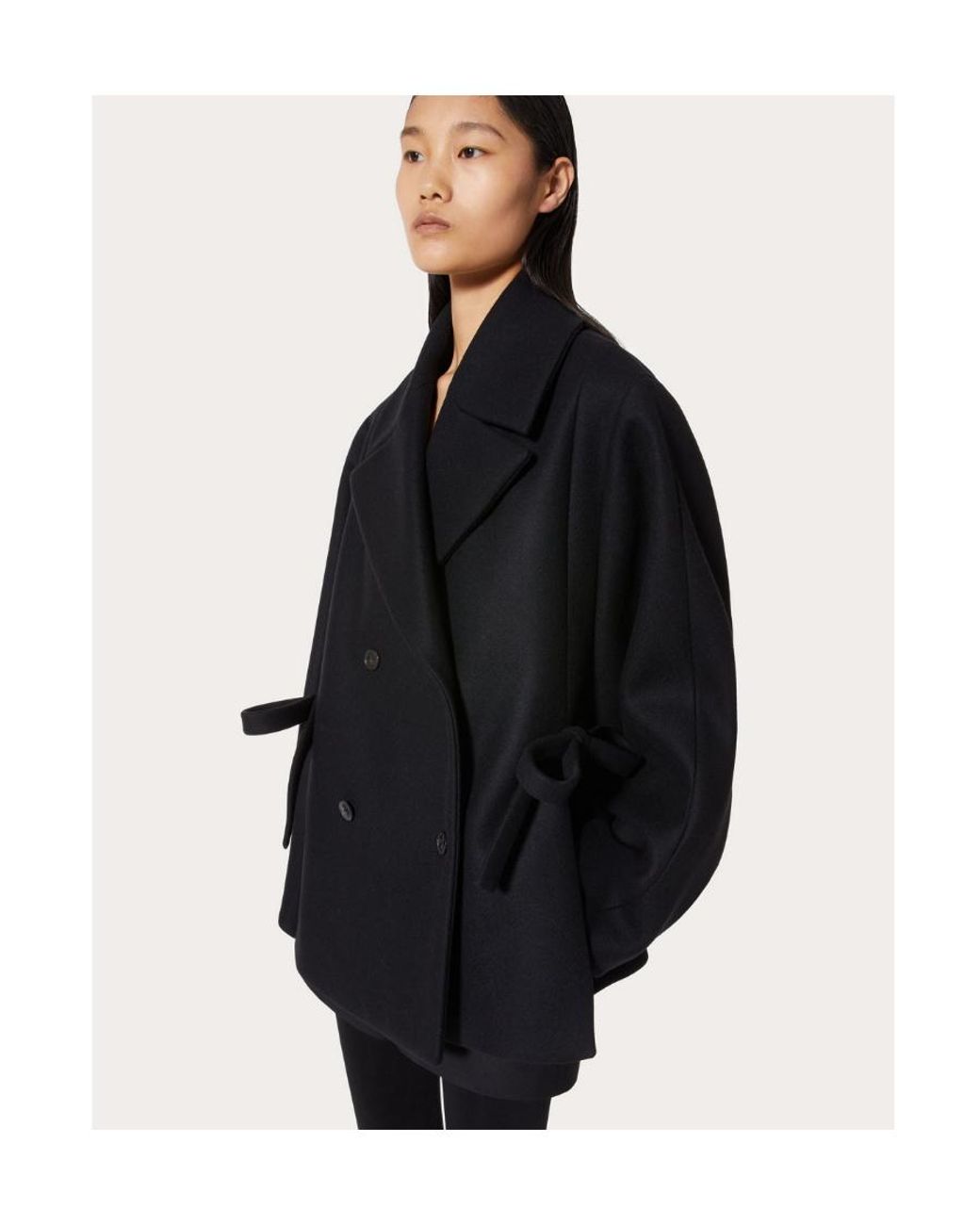 Valentino Black Bow-Detail Double-Breasted Jacket