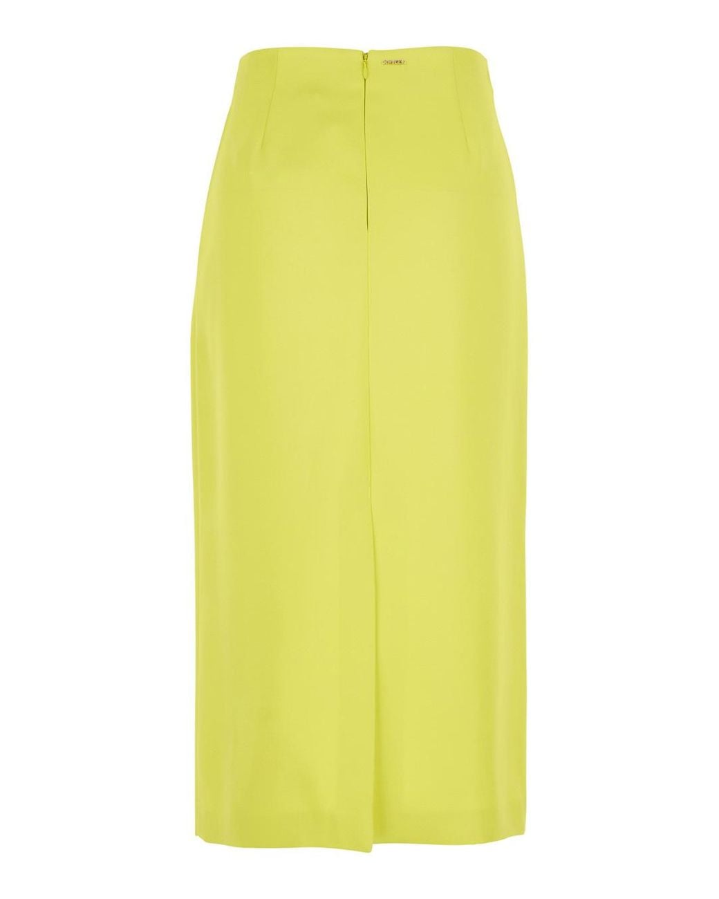 Twinset Yellow Logo Plaque Zipped Skirt