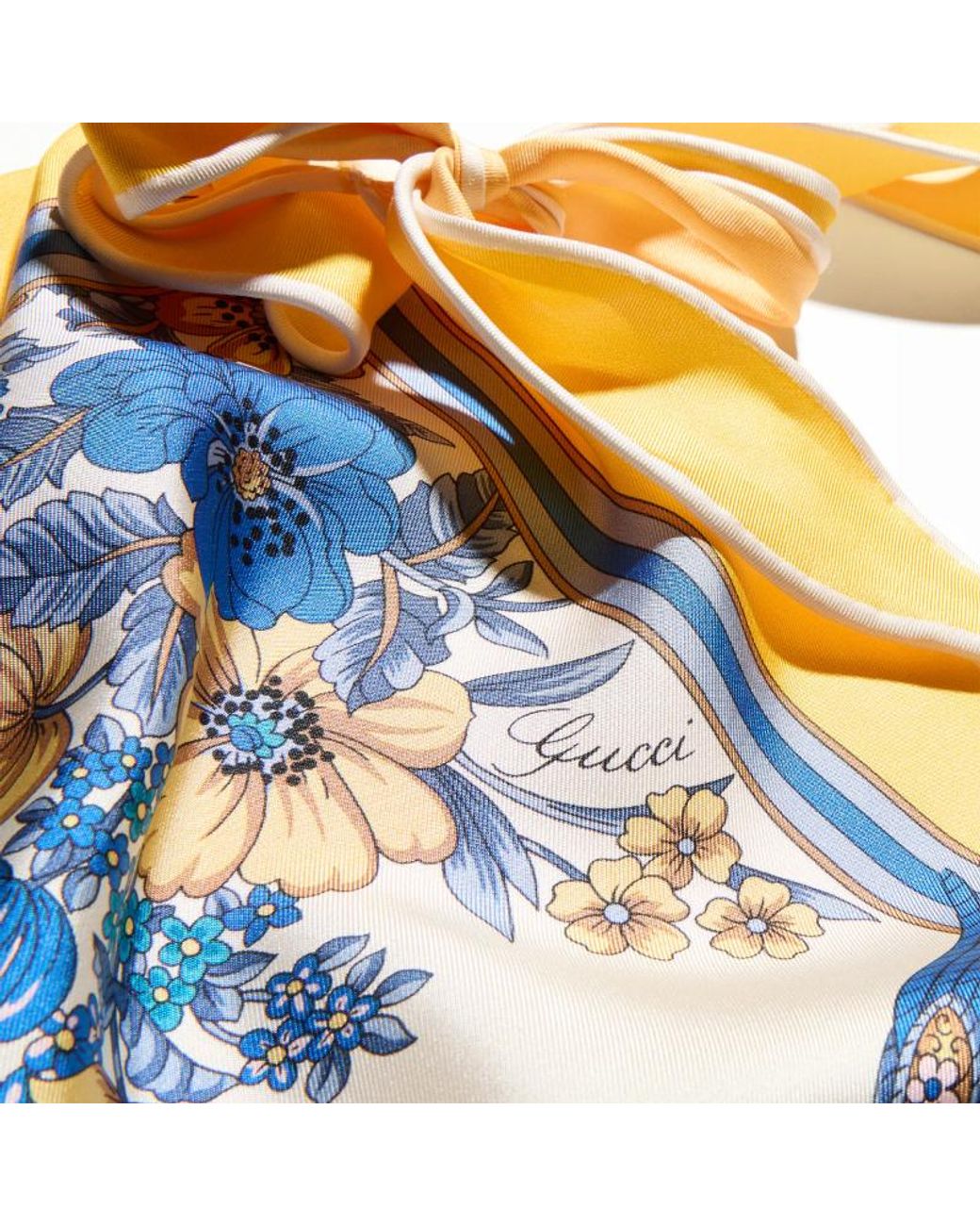Gucci Blue Printed Silk Twill Top
