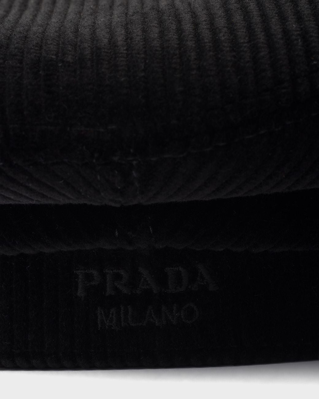 Prada Black Corduroy Newsboy Cap for men