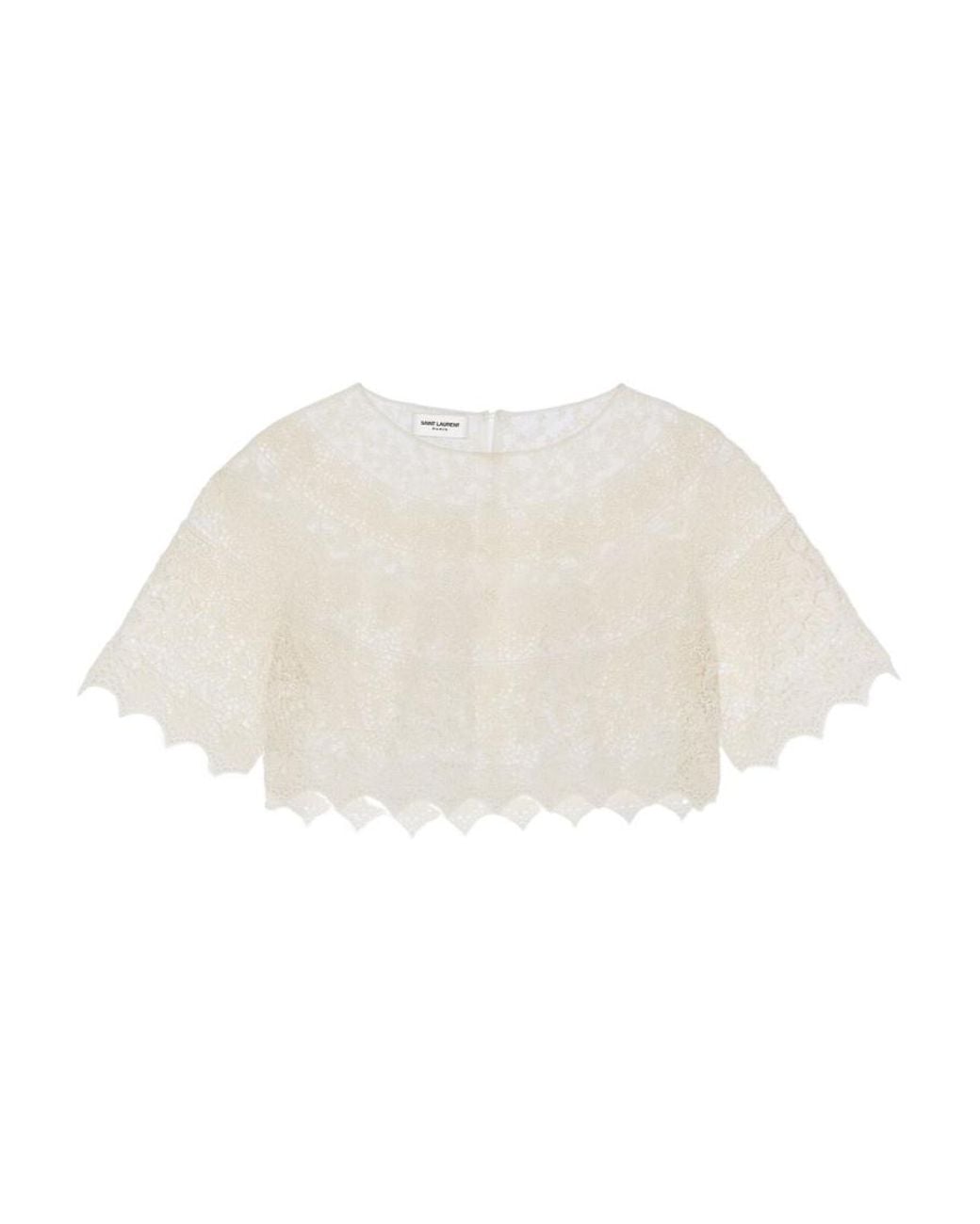 Saint Laurent White Lace Blouse