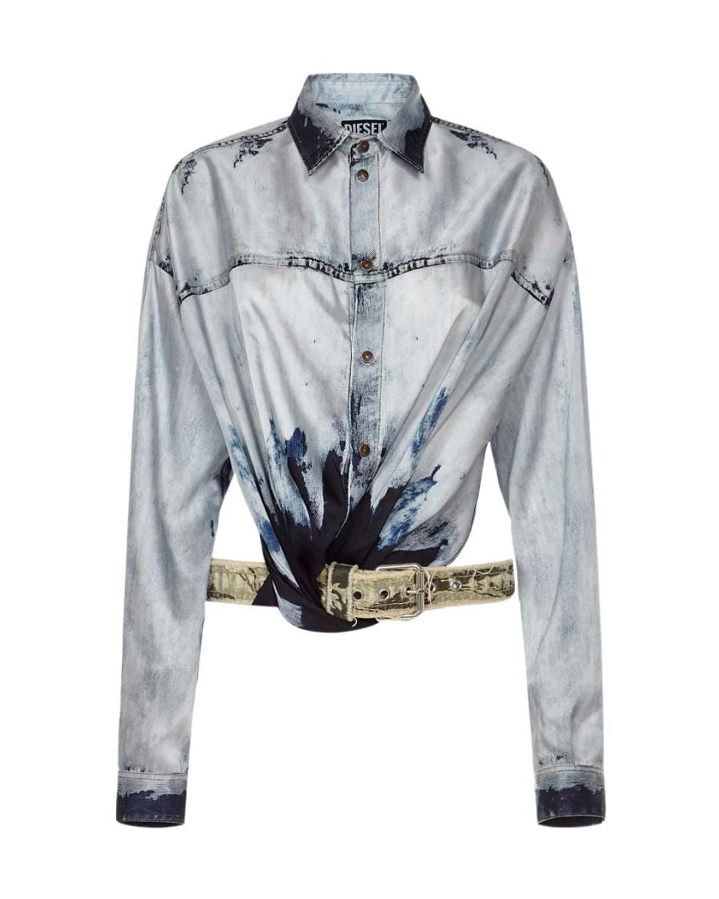 DIESEL Blue C-Suki Camouflage Belt Shirt