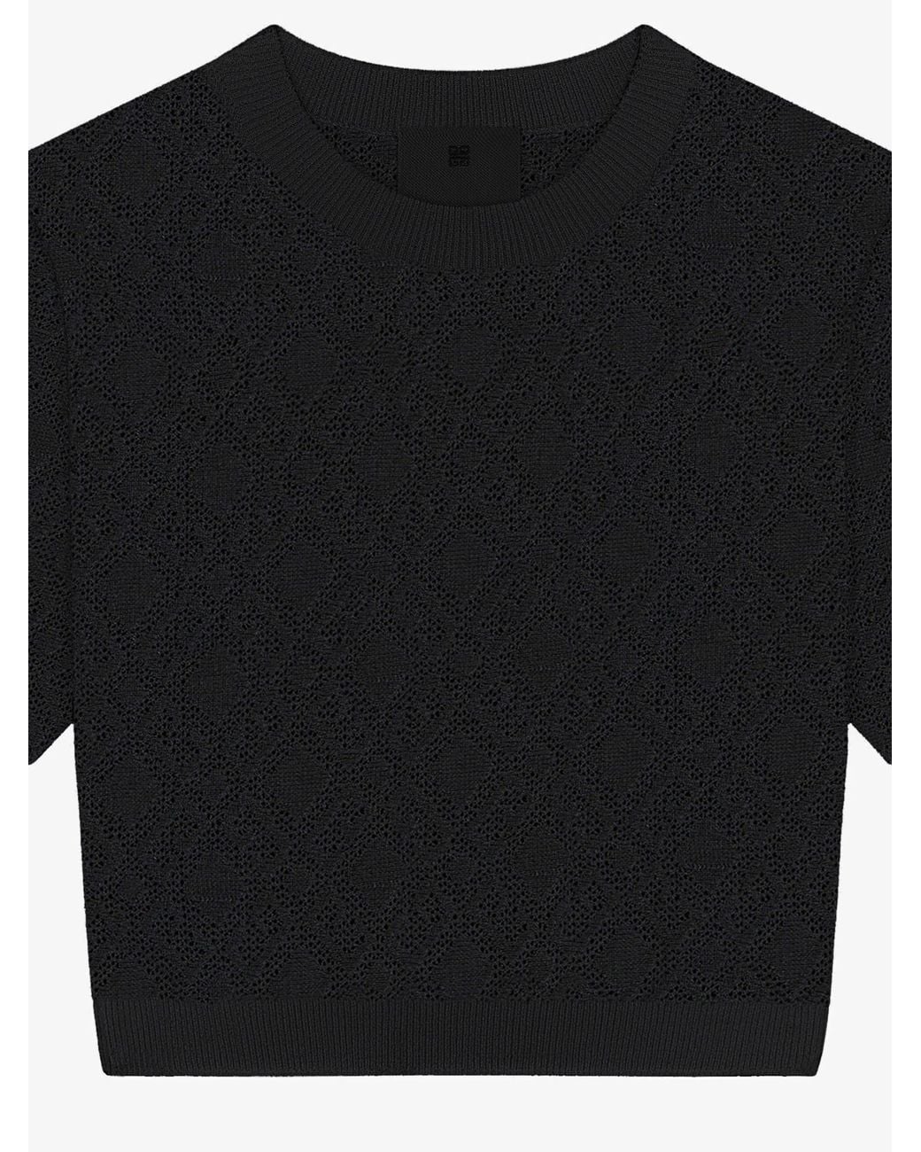 Givenchy Black Monogram 72 Jacquard Short-Sleeve Knit Top