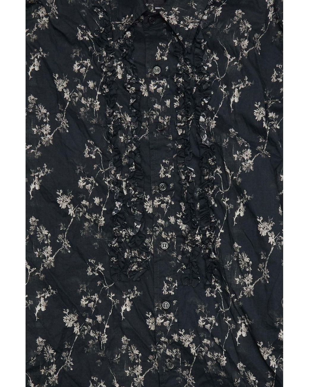 R13 Gray Ruffled Floral-Print Shirt