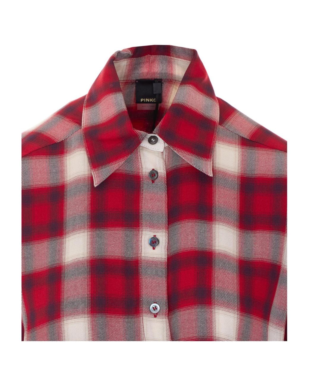 Pinko Red Buckle-Detailed Checked Dress