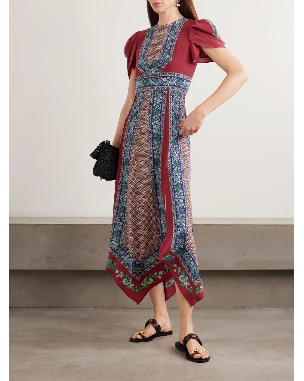 LaDoubleJ Blue Cherie Printed Silk Midi Dress