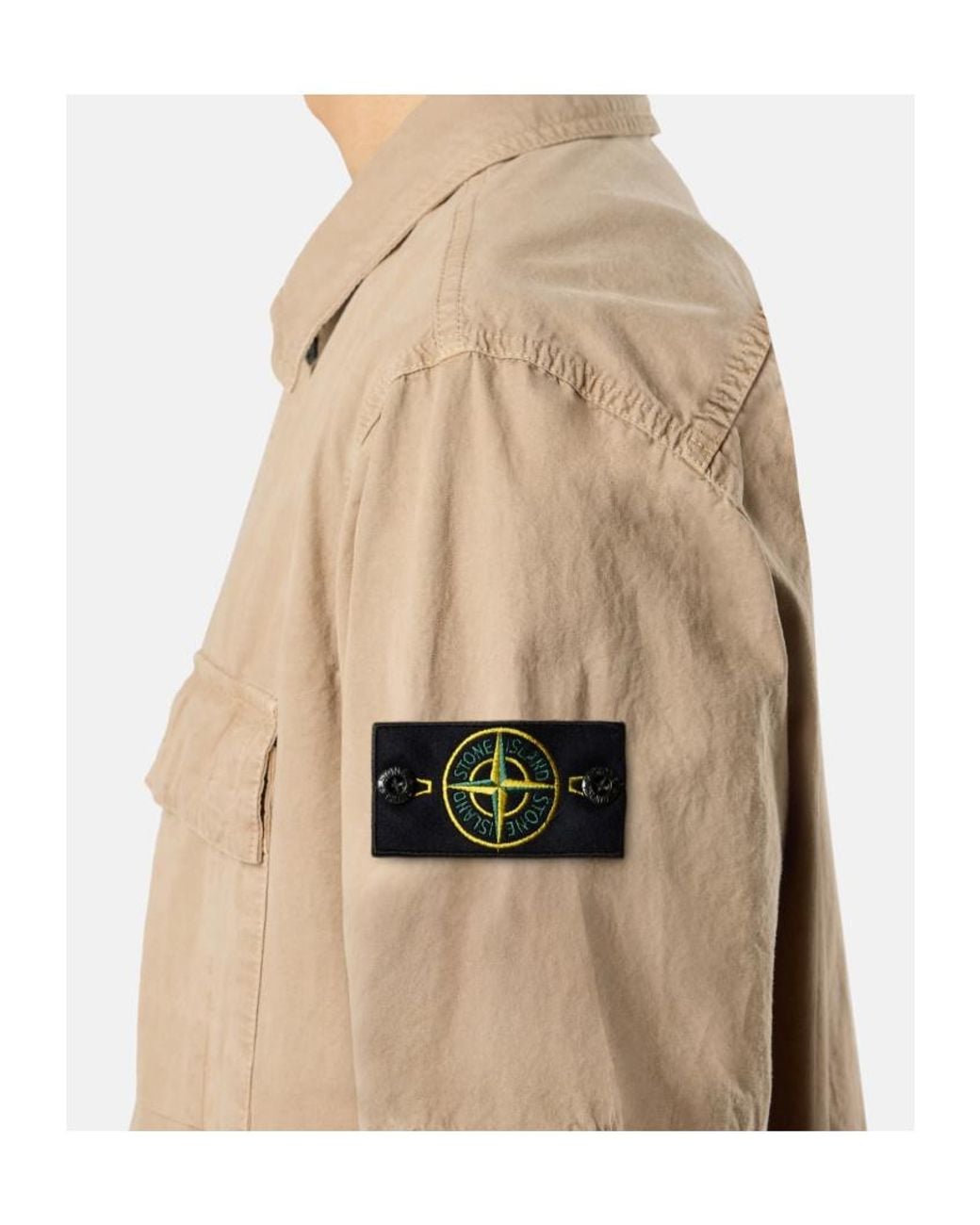 Stone Island Natural Short Sleeve Logo Patch Shirt for men