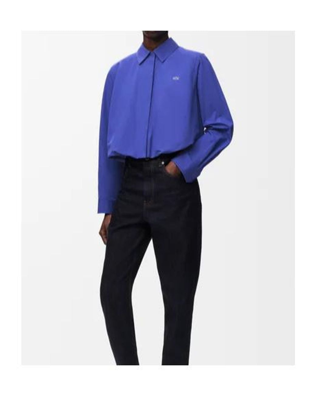 Loewe Blue Logo Embroidered Shirt