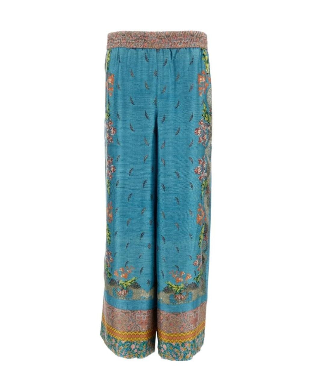 Pierre Louis Mascia Blue Printed Casual Pants