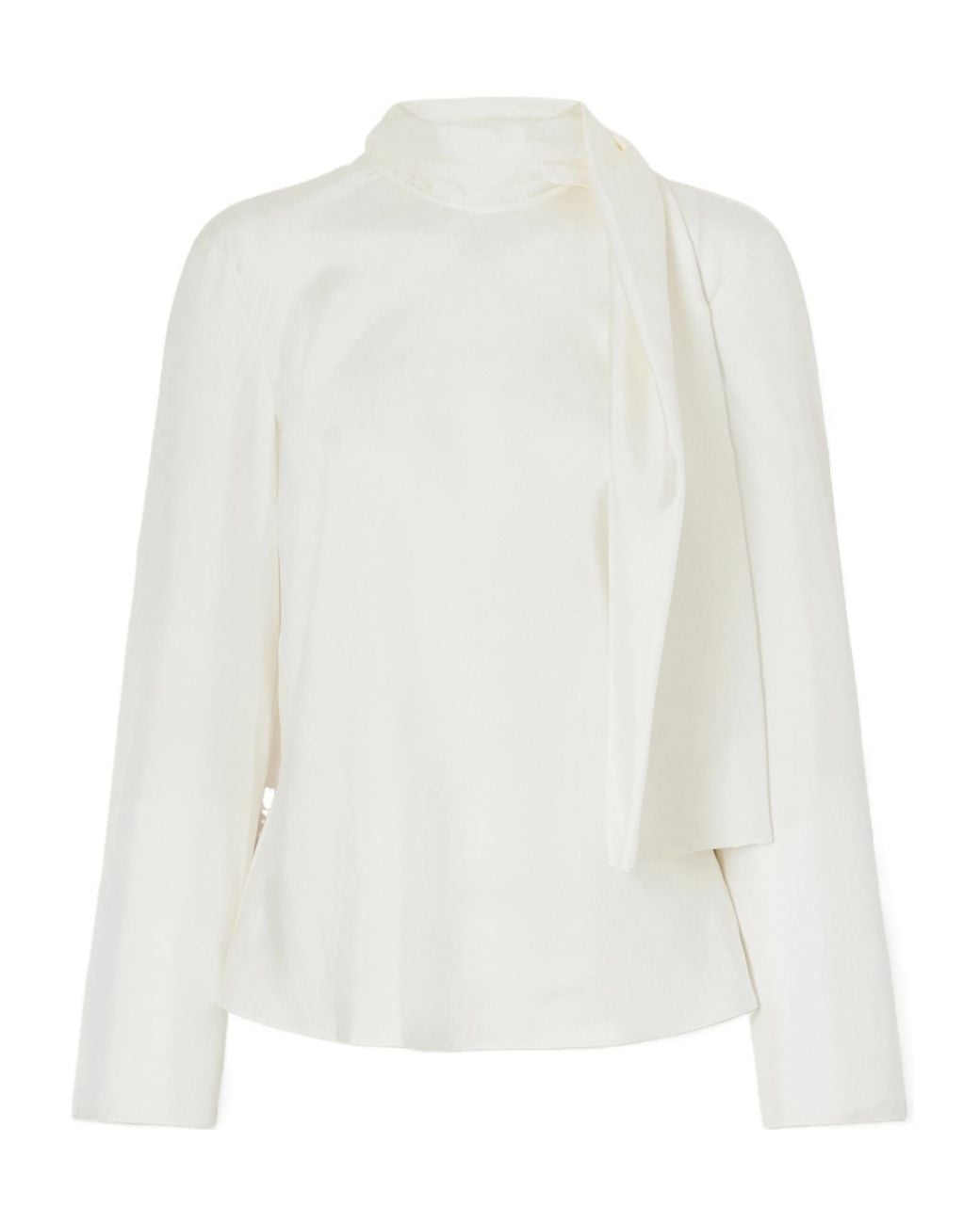 Rohe White Tie-Detailed Silk-Satin Blouse