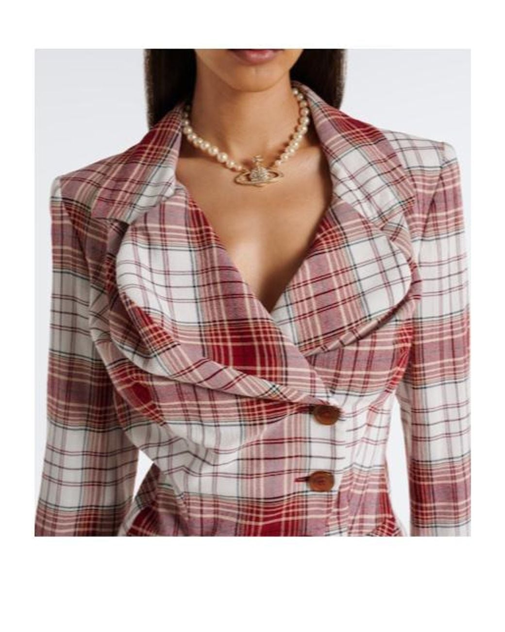 Vivienne Westwood Red Drunken Tartan Crêpe Blazer