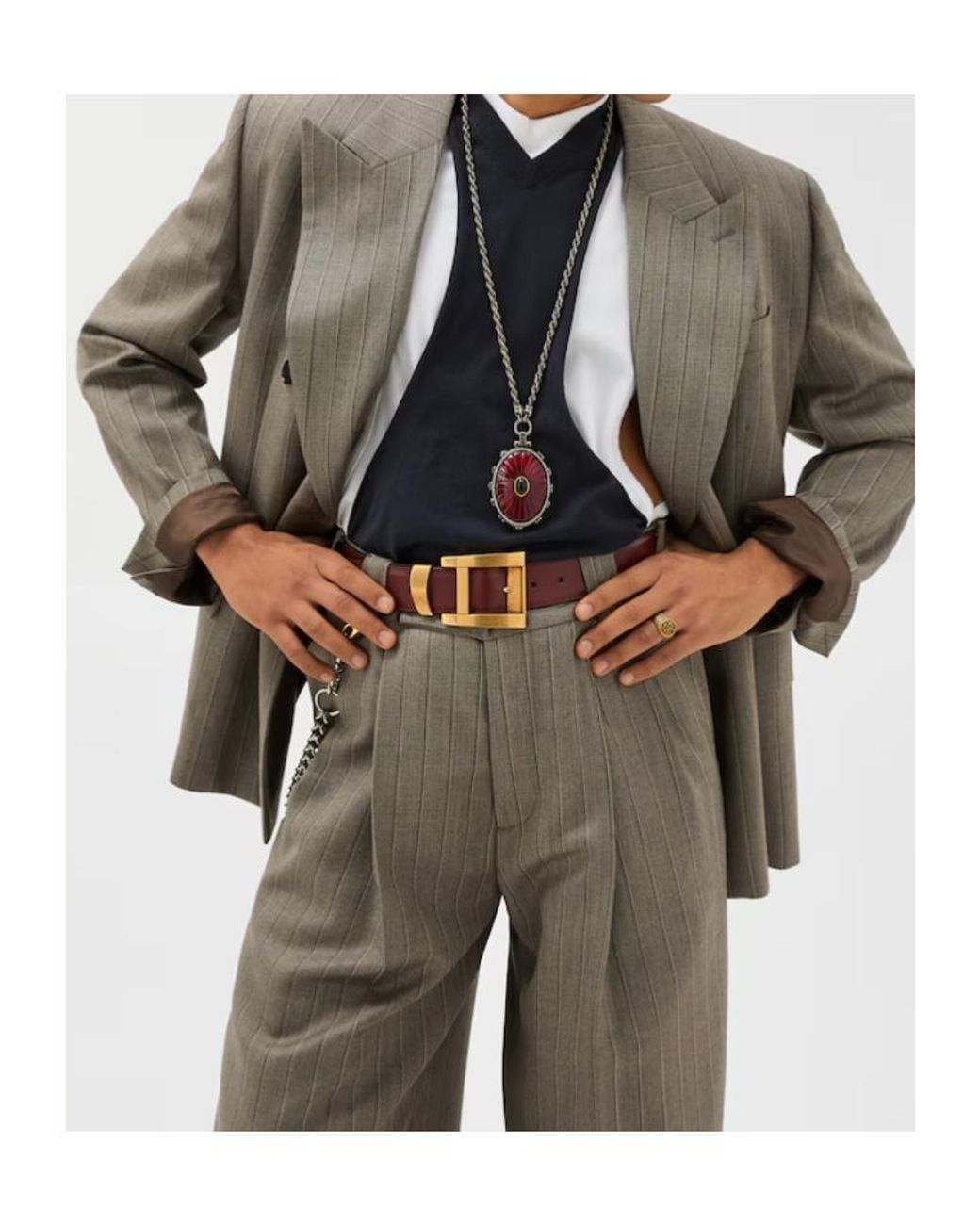 Versace Green Pinstripe Boxy Blazer for men