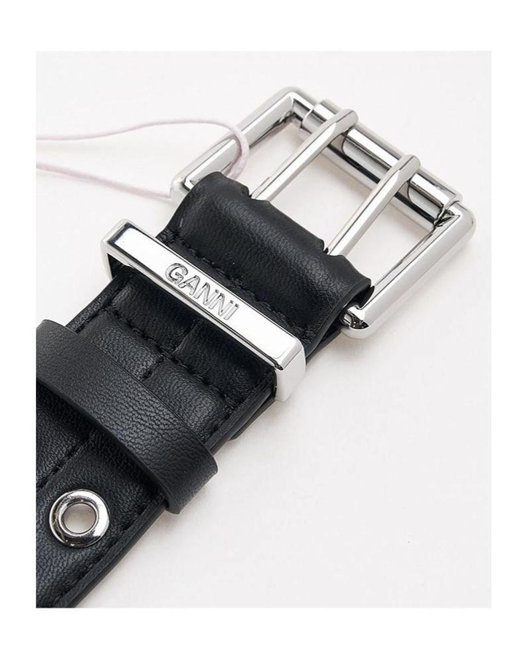 Ganni White Double-Eyelet Belt