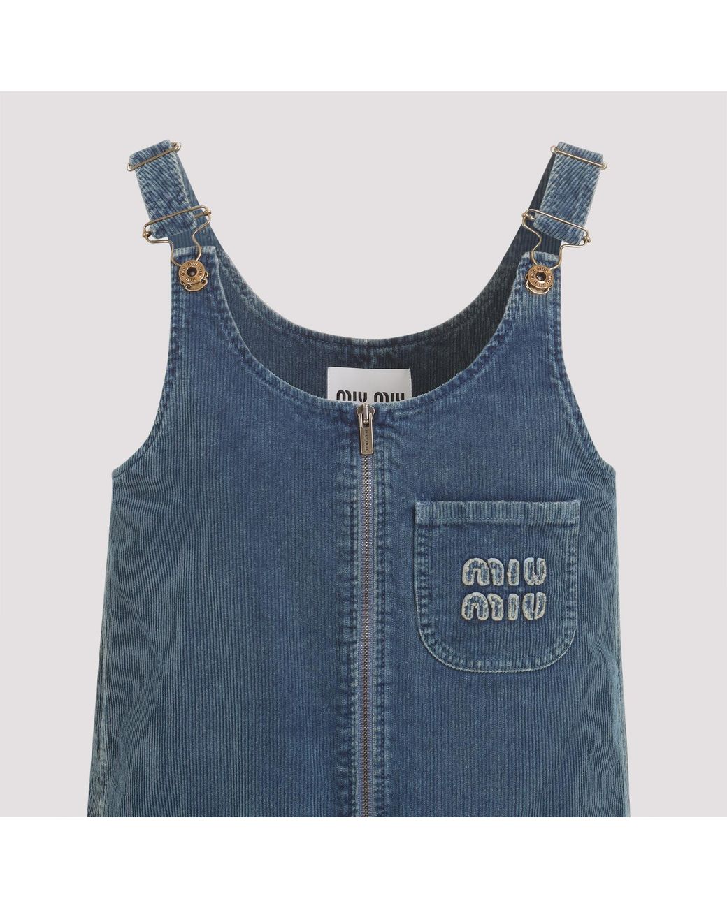 Miu Miu Blue Washed Corduroy Mini-Dress